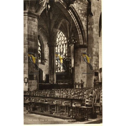 Kings Pew, St Giles Cathedral, Edinburgh, 72372 Valentines Postcard, 1935
