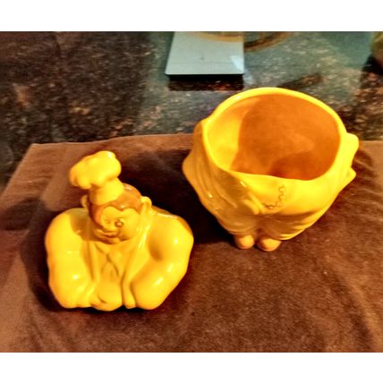 Old Vintage Original Red Wing Cookie Jar Yellow Pierre Chef 12" Tall 1944