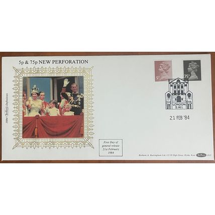 GB 1984 5p claret 75p black perf 15x14 Benham First Day Cover D12 FDC stamp USED