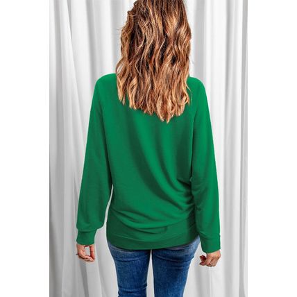 Green St. Patricks LUCKY Clover Print Raglan Sleeve Sweatshirt