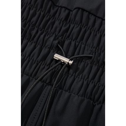 Black Plain Sleeveless Loop Drawstring Cinched Waist Romper