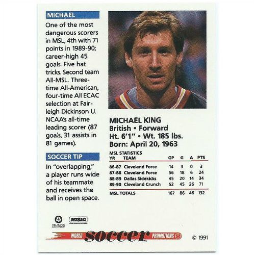 1991 Soccer Shots MSL - #058 - Michael King