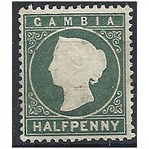 Gambia 1887 SG21 1/2d Myrtle Green Wmk Crown CA SWYS Mounted Mint ...