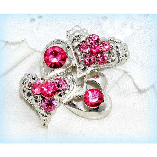 Summer Gift Bright Pink Crystal Love Heart Brooch Jumper Clasp Pin Jewellery 467