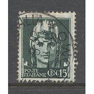 Italy.SG242 15c Italia (Woman with castle on her head (Green).Fine Used.Jan15