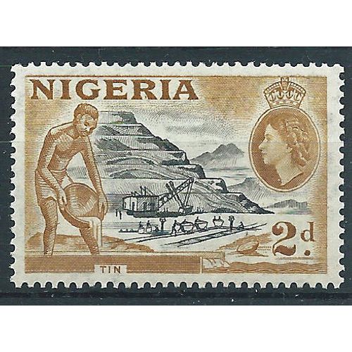 Nigeria 1954 SG72a 2d Black & Ochre Mounted Mint....