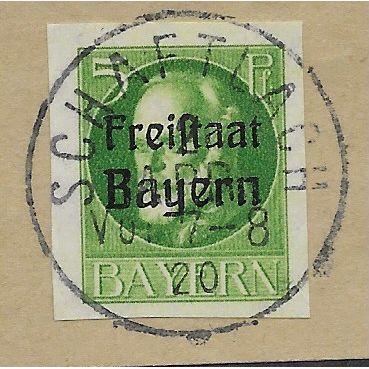 GER (BAVARIA) 1919 5pf 'KING LUDWIG (FREISTAAT) (IMPERFED FINE USED(EBID64-459)
