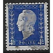 Mi 722: 4 Fr. cornflower blue Definitive Stamp: Marianne