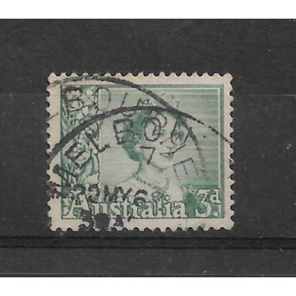 Australia.SG311 3d Queen Elizabeth II (Blue-Green).Fine Used.Jan22d