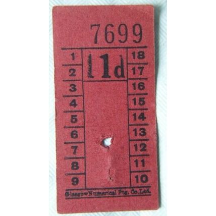 Vintage: Glasgow Numerical Ptg. Co. 11d ticket