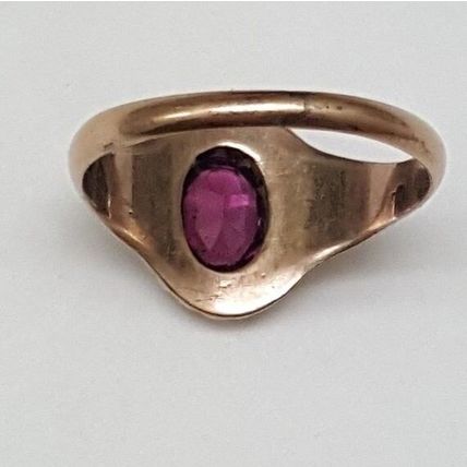 Victorian Enameled 12K Gold Genuine Amethyst & Genuine Seed Pearls Ring, 1880s