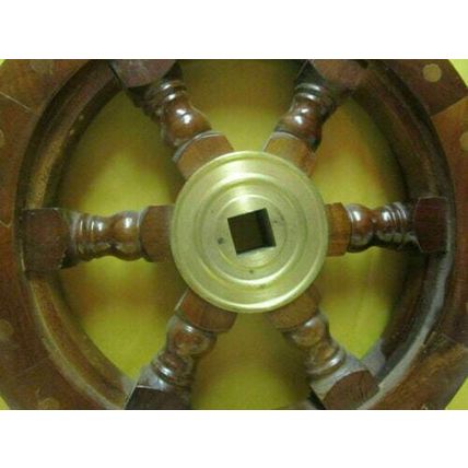 Vintage Ship's Wooden Steering Wheel, 18"