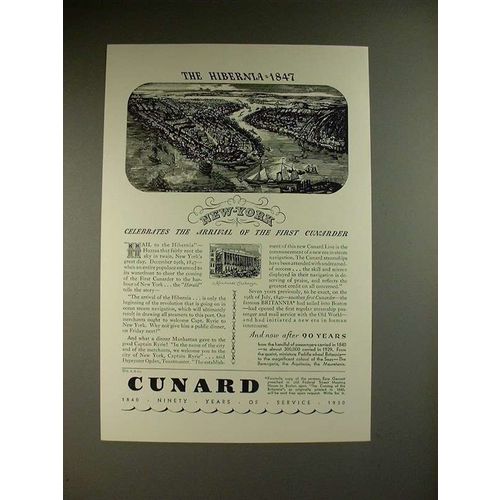 1930 Cunard Hibernia Ship Ad - New York Celebrates