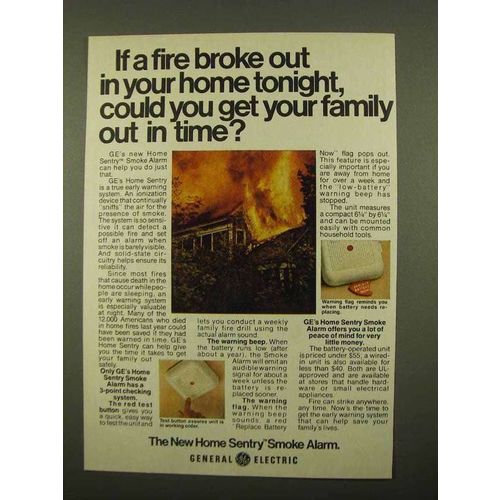 1975 General Electric Home Sentry Smoke Alarm Ad