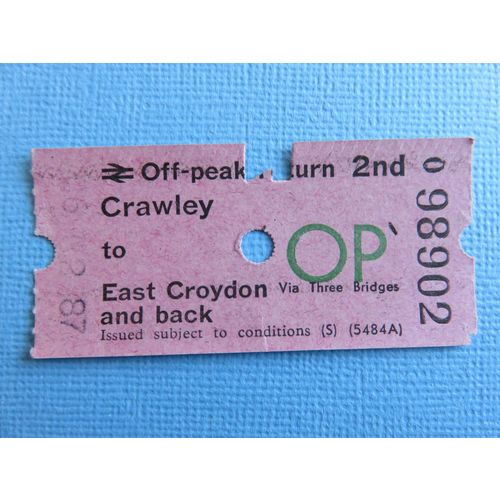 Crawley-East Croydon 2nd Off Peak Rtn Ticket