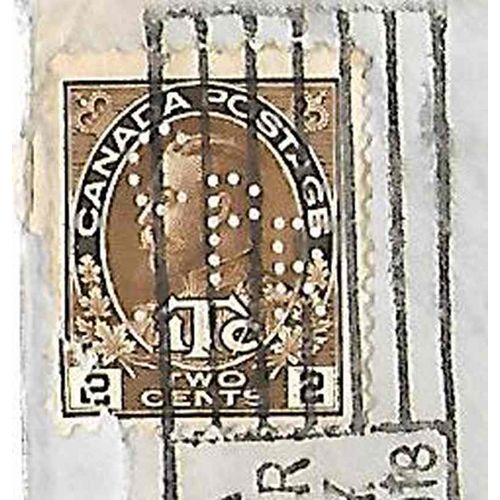 Canada Admiral WAR TAX Perfin CPR Letter Rate 1918, Calgary Alberta Slogan (3)