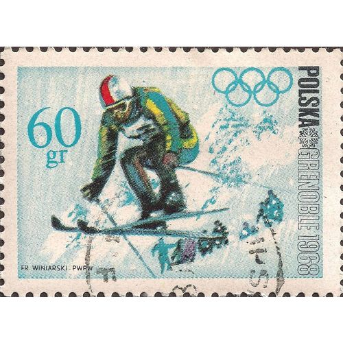 POLAND, OLYMPICS, Grenoble Skiing, blue 1968, 60Gr