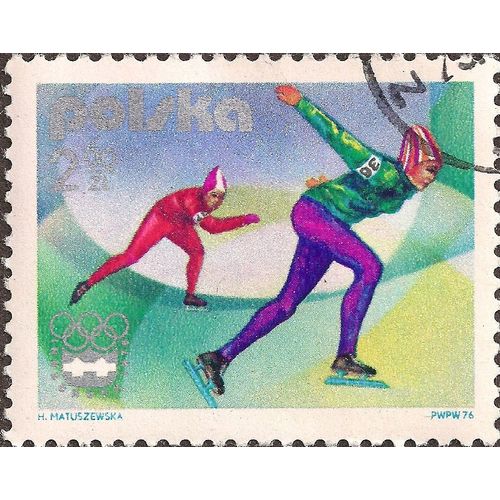 POLAND, OLYMPICS, Innsbruck Speed Skating, green 1976, 2.00Zl