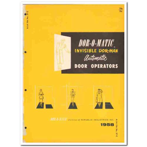 REPUBLIC INDUSTRIES INC 1958 automatic door operators vintage catalog