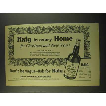 1964 Haig Scotch Ad - Haig in every Home for Christmas and New Year