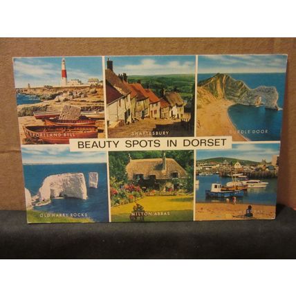 BEAUTY SPOTS OF DORSET county multiview used postcard by J. Salmon 1984 pm =