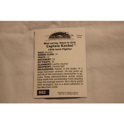 Captain Kazhal 1992 TSR 2nd Edition Dungeons & Dragons NO.662