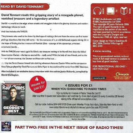Doctor Who Audio CD Book The Resurrection Casket Part 1 David Tennant Audiobook