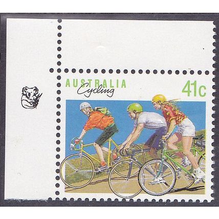 Australia 1990 Sport Series 41c Cycling 1 Koala (1st Reprint) - TOP LEFT