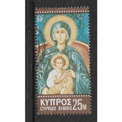 CYPRUS 1970 CHRISTMAS 25M VIRGIN AND CHILD SG 355 FINE USED#