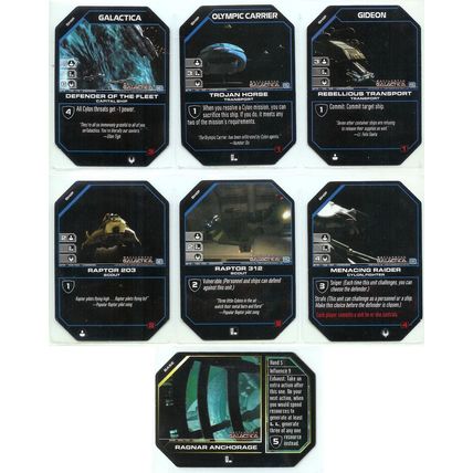Battlestar Galactica Lot of 7x CCG Cards Ships + Base