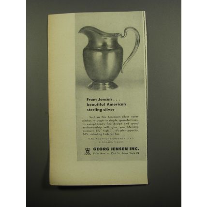 1951 Georg Jensen American Silver Water Pitcher Advertisement