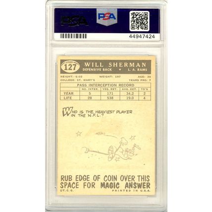 1959 Topps Willard Sherman #127 PSA 8 P1253