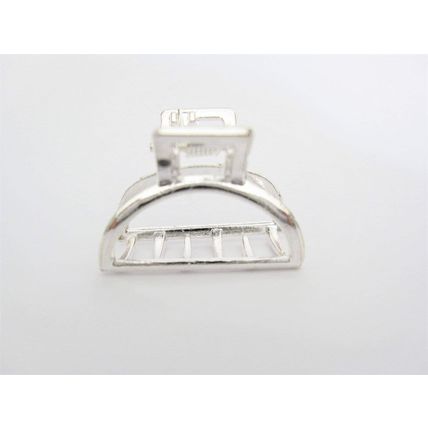 Tiny small silver tone rounded metal hair claw clip