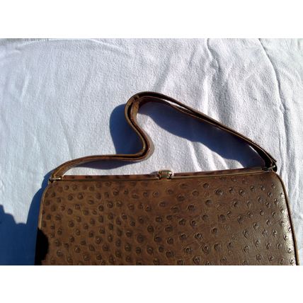 Vintage 1960's Brown Hand Bag - Mock Ostrich Skin