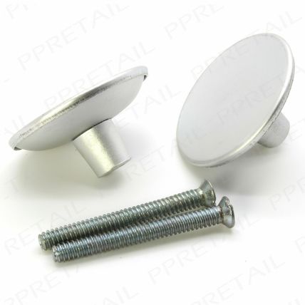 2 x SILVER FLAT TOP DISHED KNOBS Kitchen/Cupboard/Drawer/Round/Disc/Pull Handle
