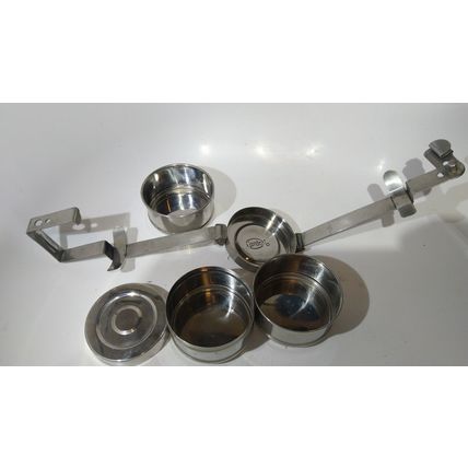 Tiffin tin portable lunchbox 3 pots triple dinner stainless steel natraj indian