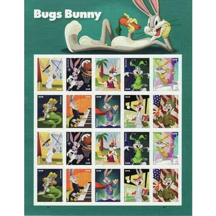 Bugs Bunny 80th Birthday Sheet of 20 Current Rate Postage Stamps Scott 5494-03