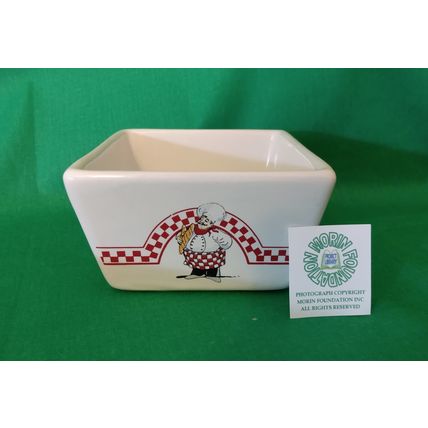 8 PIECE SET PORCELAIN TASTING or DIPPING SET RED CHECKERBOARD CHEF MOTIF