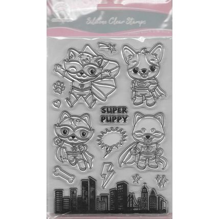 A6 Super Hero Puppy Stamp set. Stamping Cardmaking Scrapbooking Crafts