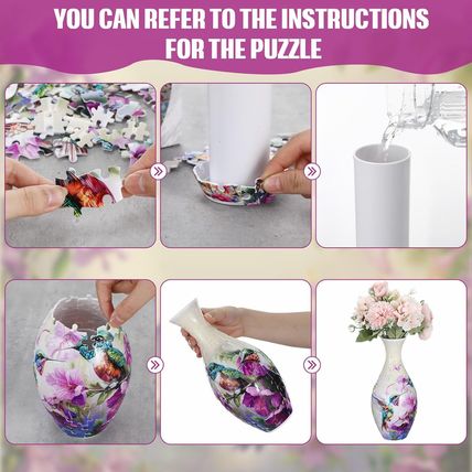 3D Puzzle Vase Puzzle Flower Vase Crafted from 160 Curved Plastic Puzzle Pieces