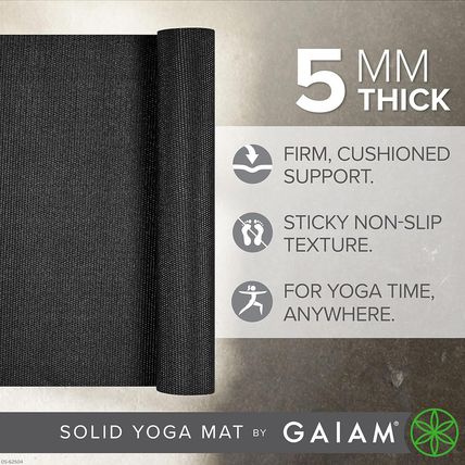 Gaiam Yoga Mat - Premium 5Mm Solid Thick Non Slip Exercise & Fitness Mat for All