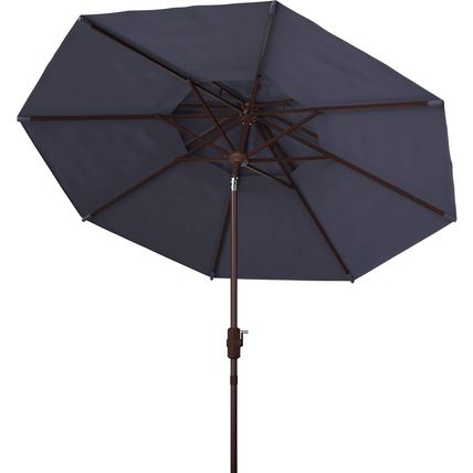 SAFAVIEH Outdoor Athens Navy and White 9-Foot Double Top Crank UV Protected Umbr