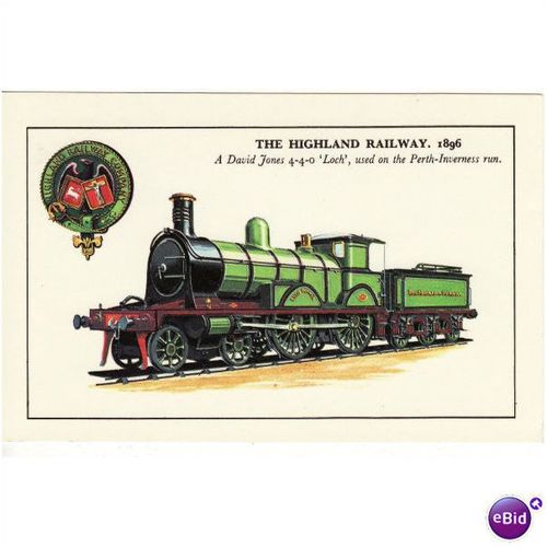 Railway Postcard Highland Jones Loch 4-4-0 Loco Coat of Arms