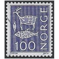 Mi 601: 100 ø blue-violet Definitive Stamp: Reindeer, Fish and Animal Trap.