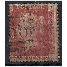 1858 SG43 1d Red Plate 99 Good/Fine Used Check Letters "PC".