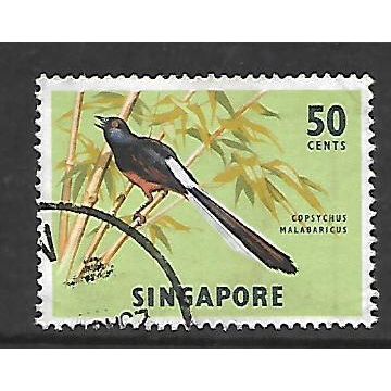 SINGAPORE 1962 50c WHITE RUMPED SHAMA SG 74 FINE USED#