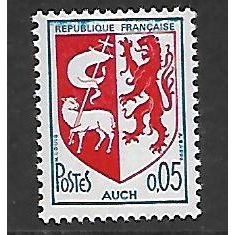 FRANCE 1966 ARMS 5c AUCH RED AND BLUE SG 1700 M MINT#2