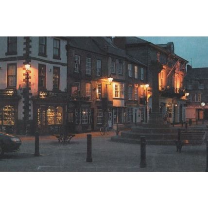 Knaresborough Market Place At Dusk Night Illuminations Off License Postcard