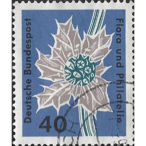 GERMANY, FLOWER, Eryngium maritimum, blue 1963, 40pf