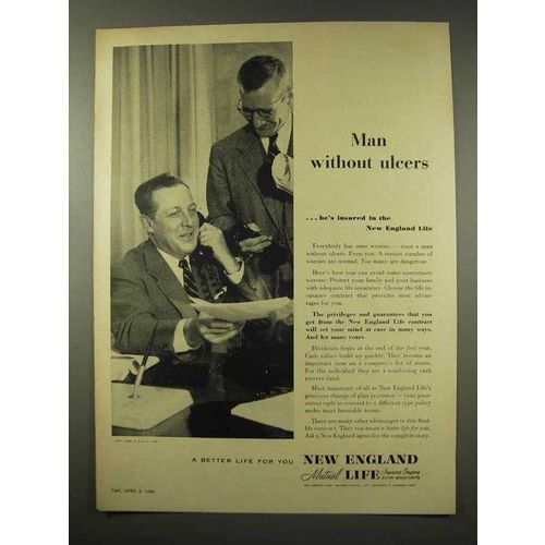 1956 New England Mutual Life Insurance Ad - Ulcers